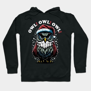 Santa Claus Owl For Christmas Hoodie